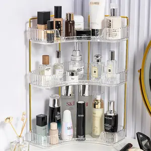 Bathroom Counter Organizer Corner with Perfume Tray, Cosmetic Shelf, and Storage for Bedroom, Dresser, and Kitchen Home Goods Soap Mounted
