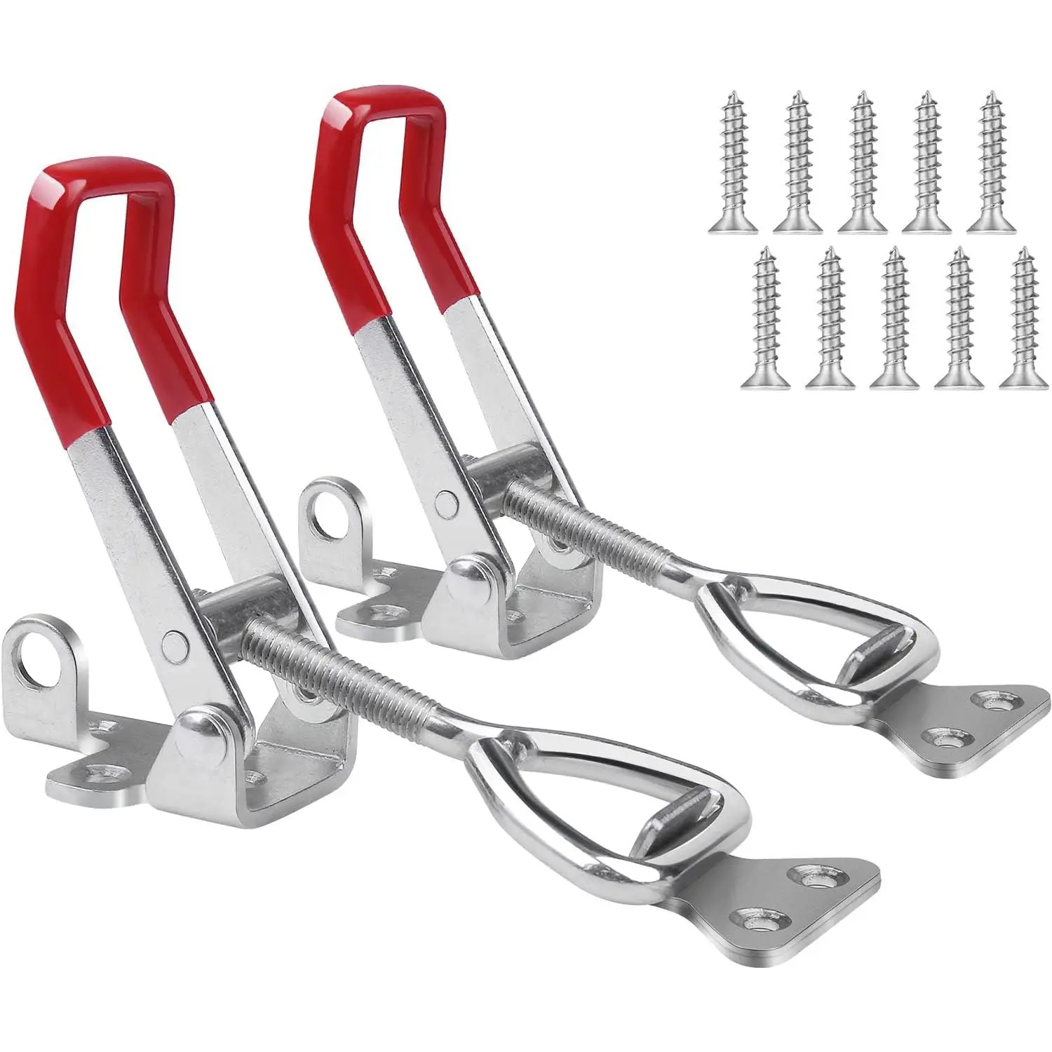 Heavy Duty Toggle Latch Clamp 4003, Lage Adjustable Toggle Clamp Latch With Lock Hole, 1320Lbs Holding Capacity Pull Latch fo  Lid Jig, Tool Box Case - 2Pack (with 10 count Scews)