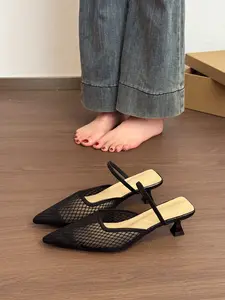 Elegant Women's Sandals, Summer New Mesh Rubber Sole Pointed Toe Slippers, Strap Closed-Toe, Daily Commute, Date, Street, Vacation, Wedding Maid Shoes, Footwear