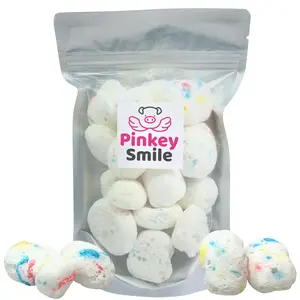 PinkeySmile Freeze Dried Candy Birthday Cake Salt Water Taffy 2 oz - Cut To Bite Sized Pieces - Ships In Box - Deliciously Crunchy, Intense Flavor, Lightweight Snack
