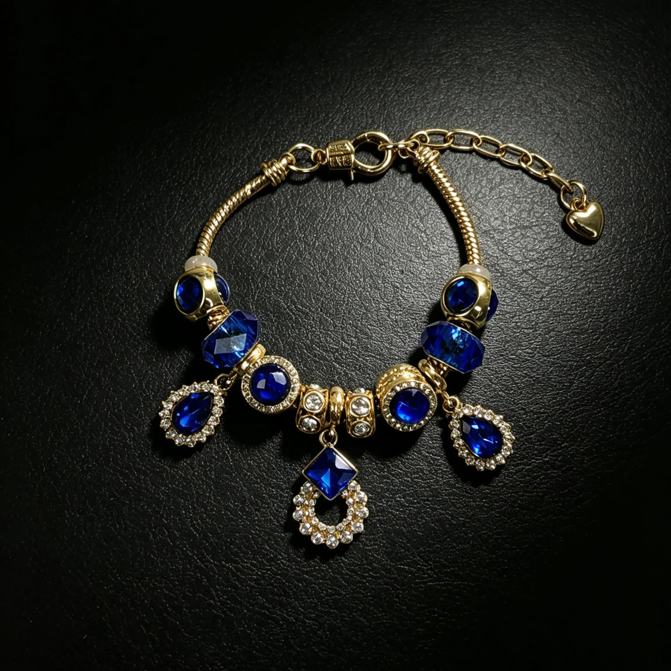 Luxury Sparkly Blue Rhinestone Bangle, Jewelry Gift for Women, Adjustable Gold Tone Statement Bracelet