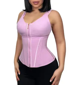 Waist Shapewear Corset for Women Tummy Control Sport Workout Body Shaper Vest with Zipper and Hooks for Gym Womenswear Tops