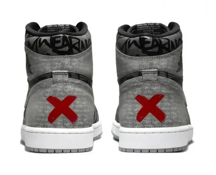High Top Gray Black Printed Sneakers Retro Leather Basketball Shoes Graffiti Pattern Fashion Street Casual Footwear For Men Women