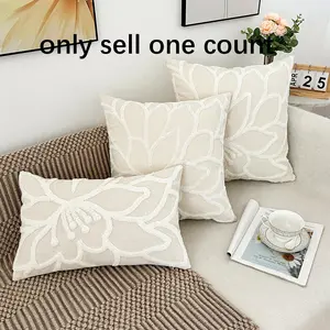 Floral Embroidery Cushion Cover, 1 Count Exquisite Throw Pillow Cover without Filler, Household Decoration Supplies for Home Living Room Bedroom