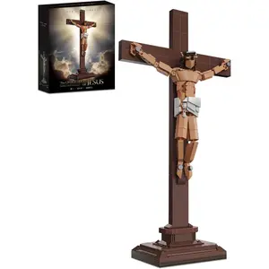 Jesus Crucifixion Building Blocks Set, Compatible Lego Religious Christian Toy Gift for Adults & Kids, Bible Story Model for Home Church Office Decor, 588 PCS