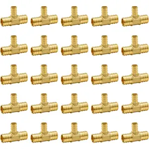 3/4" X 3/4" X 1/2" PEX Reducing Tee Brass Crimp Fitting, No Lead Brass, ASTM F1807