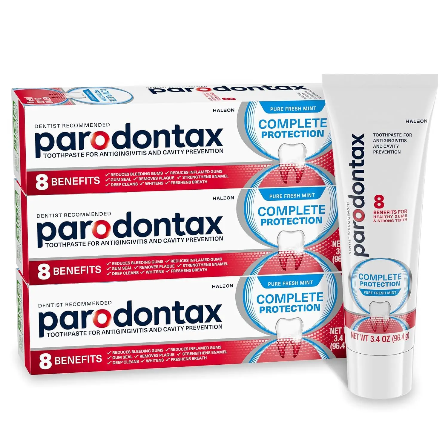 Parodontax Complete Protection Toothpaste, Pure Fresh Mint, 3.4 oz x 3 – 3.4 Ounce (Pack of 3)