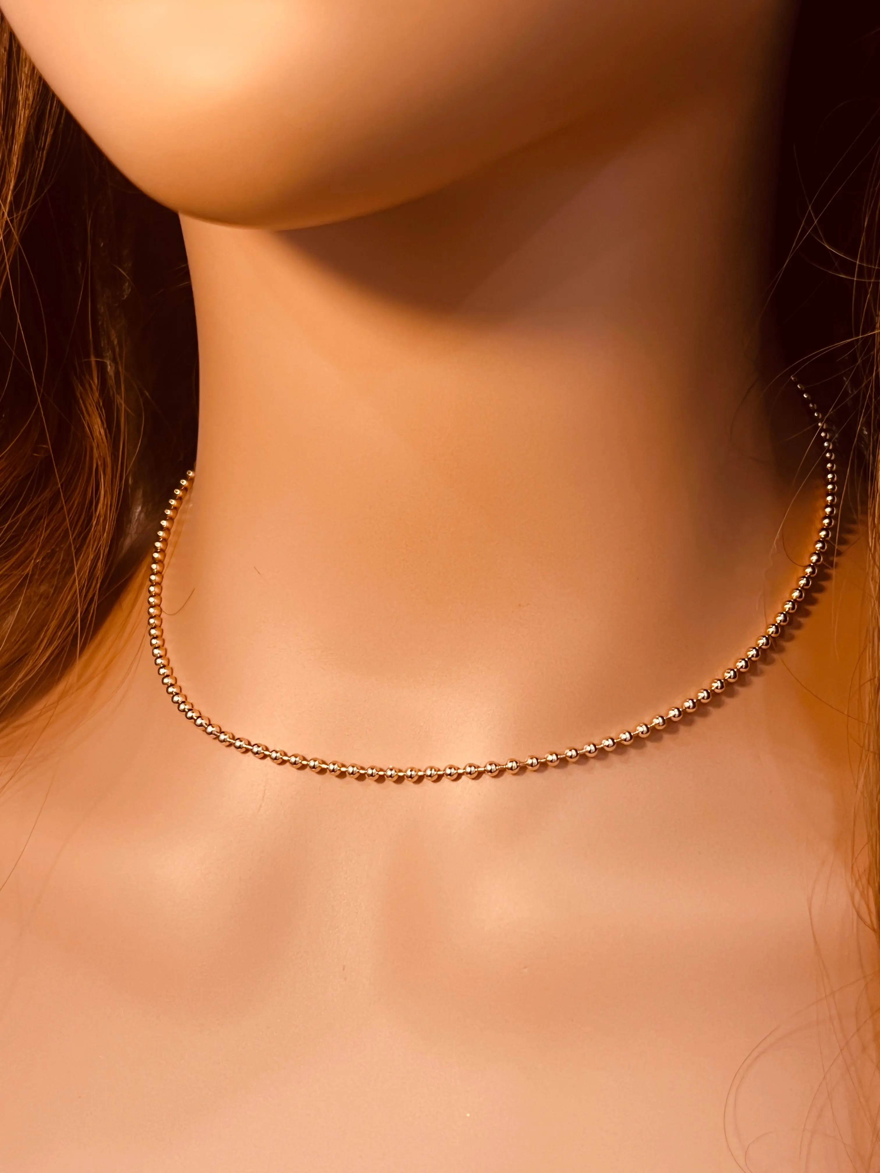 Gold Filled Ball Necklace | 2mm Bead Chain | 14–20 Inch