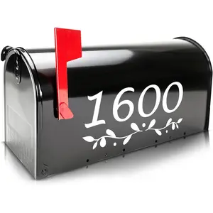 Reflective Mailbox Numbers for Outside - 5 Sets, 2" Tall, 0-9 House Address Number Stickers for Mail Box - White Self-Adhesive Vinyl  -  and
