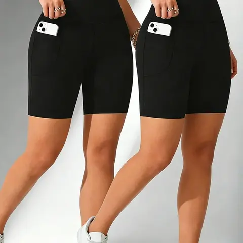 Two-piece Women's Sports Shorts, Fitness, Yoga, Cycling and Running Sports Shorts, Made Of Elastic Fabric, Quick-drying and Opaque, High-waisted Sports Shorts for Spring, Summer and Autumn, Outdoor Sports Shorts, Casual and Daily Wear Shorts