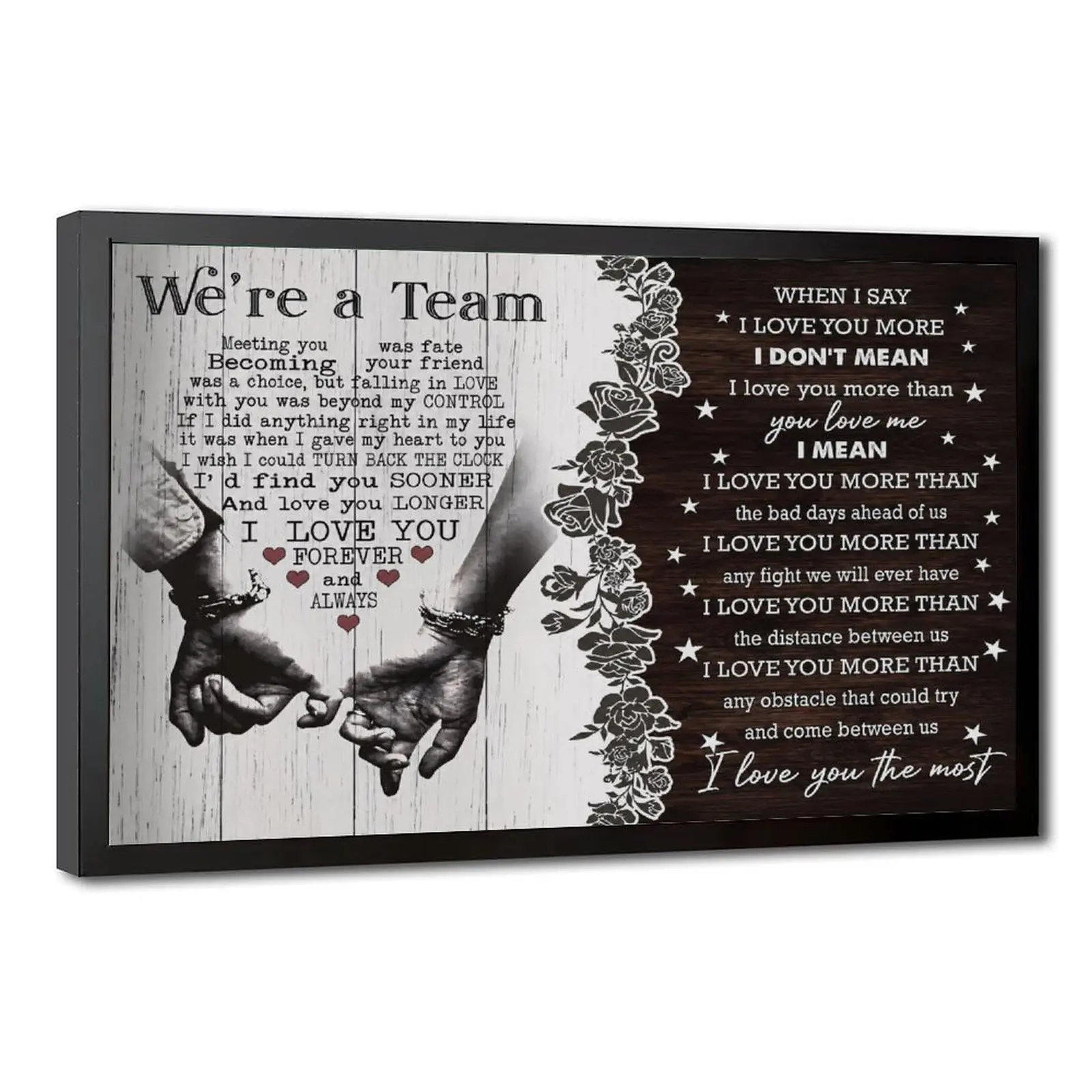 NBHYK Personalized We're A Team Couple Poster for Him Her Husband Wife Christmas Birthday Anniversary Custom Name Canvas Print Wall Art Home Decor Picture for Bedroom LivingRoom - Decorative Artwork Eco-Friendly Fade-Resistant UV-Protected - Creative