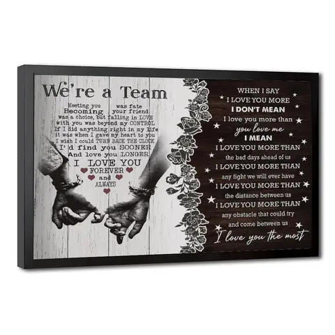 NBHYK Personalized We're A Team Couple Poster for Him Her Husband Wife Christmas Birthday Anniversary Custom Name Canvas Print Wall Art Home Decor Picture for Bedroom LivingRoom - Decorative Artwork Eco-Friendly Fade-Resistant UV-Protected - Creative