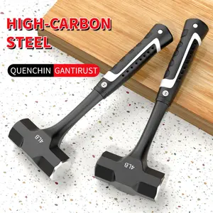2lb、3lb and 4lb Forged Flat Masonry Hammers, Heavy-Duty Metal Octagonal Hammers with Non-Slip Shock-Absorbing Durable Handles, Professional Construction Tools for Stonework, Demolition, 2-4-Pound