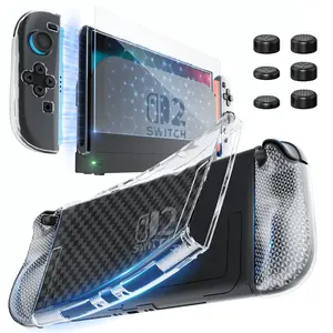 Switch 2 Case for  Switch 2(2025), Switch 2 TPU Cover, Protector Case Cover for Switch 2 Accessories with 6 Thumb Caps and Screen Protector, Anti-Slip, Shock-Proof,Anti-Scratch