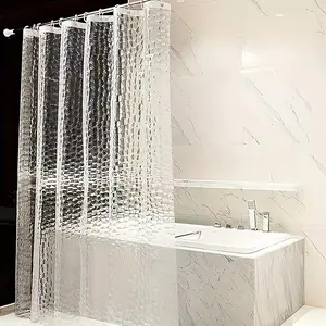 Gradient Shower Curtain Liner, 4g Peva Waterproof Bath Curtain, 71x71 Inches, Metal Eyelets, Magnetic Weights, Plastic Hooks