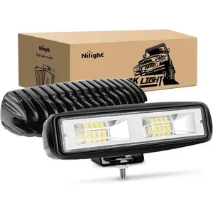 Nilight 15021F-B 2PCS 6-Inch 48W Triple Row White Light Bar Car, Aluminum Alloy Weather-Resistant Off Road Lights, Flood Combo Driving Fog Work Lamp for SUV