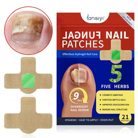 Lansiyi 3-in-1 Hydrogel Nail Patches - Nail Care, 21 Hygienic Patches per Box, 5-Herb & Mint-Infused Solution, Easy Apply for Adults' Daily Manicure, Overnight Repair