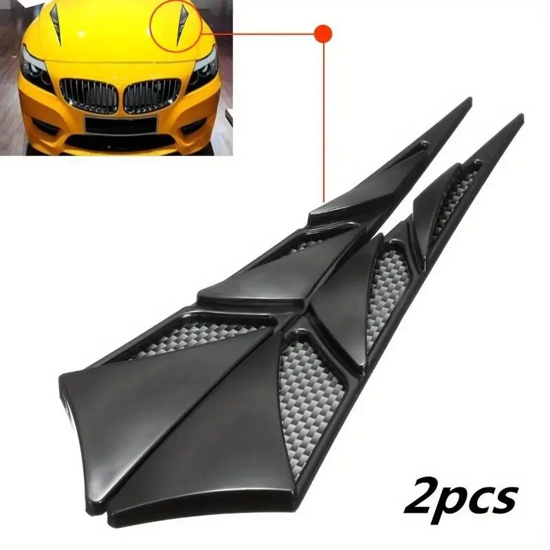 Upgrade Your Car's Style with 2pcs Fashion Universal Car Hood Vent Air Side Flow Intake Cover - Auto Exterior Hood Side Door Decorative Cover Trim