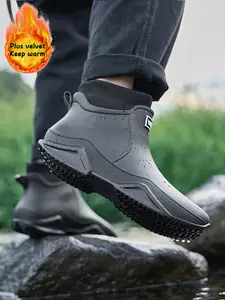 Winter Non-Slip Couple Short Rain Boots, Suggest to Size Up for Durable Design with Insulated Lining, Perfect for Outdoor Work & Fishing
