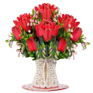 Paper Love 3D Pop-Up Flower Bouquet Card - Detachable 2-in-1 Romantic Keepsake Gift - Anniversary, Birthday, Wedding, Valentine's Day, Birthday, Gifts for Women, Her, Wife, Girlfriend, Boyfriend, Husband, Prom, Graduation, Proposal
