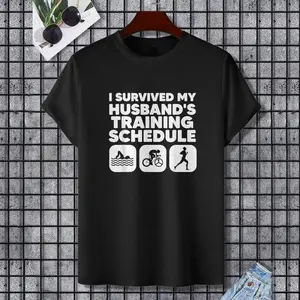 Funny Triathlon Art For Men Women Triathlete Swim Bike Run T-Shirt, 100% Cotton, Single Side Printed, Black Short Sleeve T-shirt, Gift for Family Friends, S-XXXL, 1 pc, Fabric Weight 180g