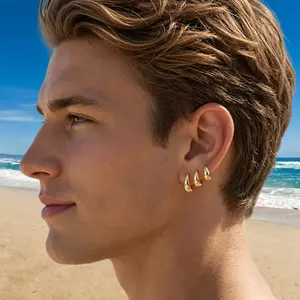 3 Pairs Gold Huggie Hoop Earrings Set for Women Men, Chunky Small Hoops, Hinged Clasp, Stackable Unisex Jewelry，summervibes