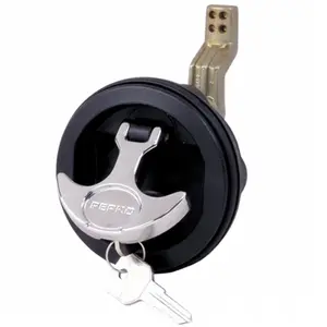 Perko 1091DP1BLK Surface Mount & Latch - Black Body, Chrome Handle, Offset Cam Bar, 0.75 - 2.38 in.