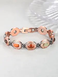 Women's Copper Magnetic Bracelet with 3800 Gauss Super Magnet, Colorful Stones, Fashion Design, Effective Jewelry for Daily Wear