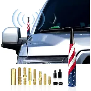 1 PC Car Truck Bullet Antenna with American Flag Design, Anti-Theft, Compatible with F150 F250 F350 Super Duty, Chevrolet, Raptor, Dodge Ram 1500 2500 3500 (American Flag Black)