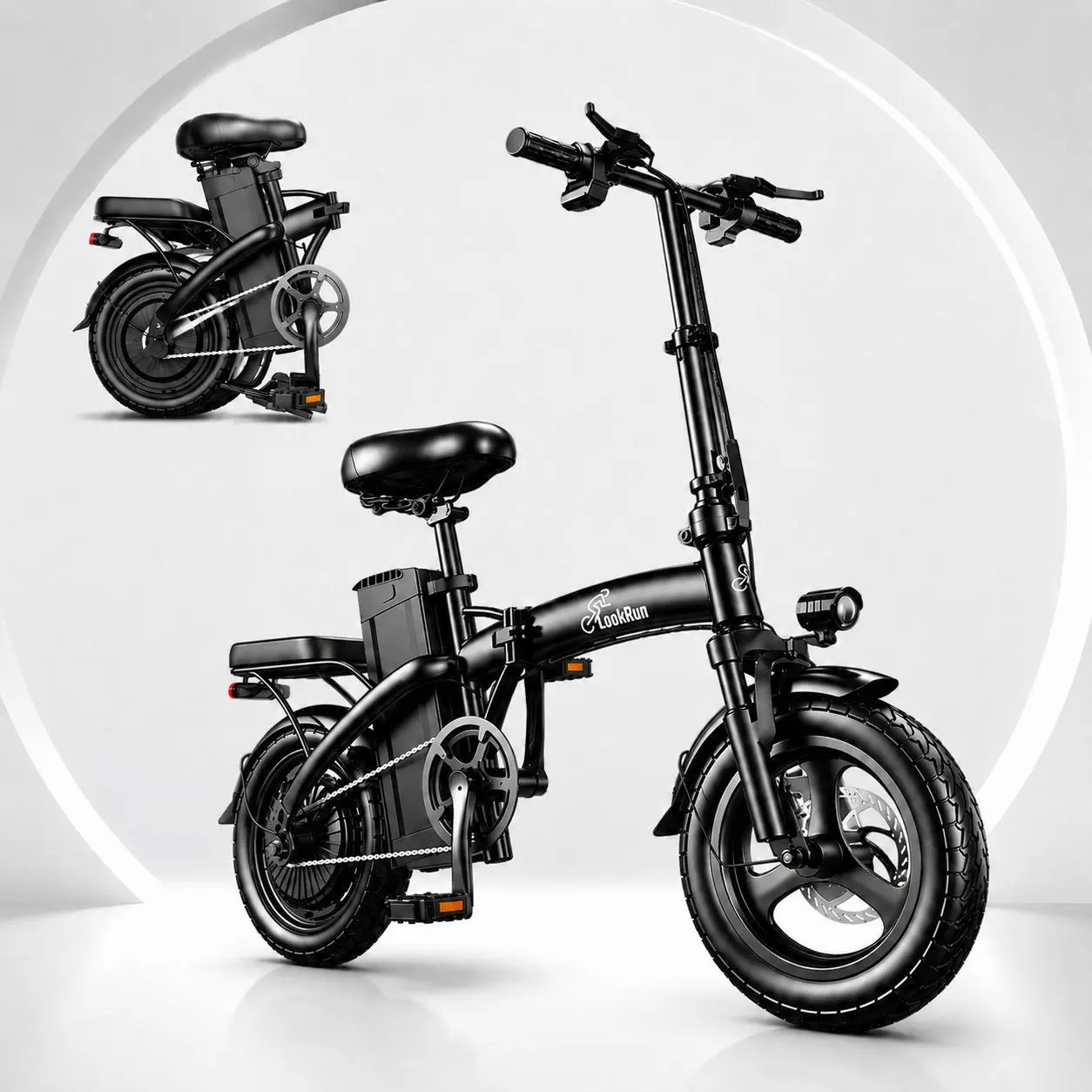 LOOKRUN G11 2026 New Foldable Adult E-Bike - Folding Mountain Bike, 650W Peak Power, 14" Pneumatic Tires, 48V 15Ah Battery, Foldable Seat, Dual Off-Road Capability, Folding Bike electric f12 bicicleta de bateria