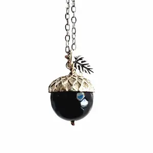 Faceted Onyx Acorn Necklace