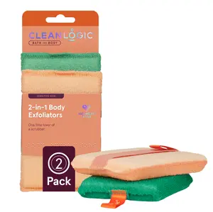 Cleanlogic 2-in-1 Body Exfoliator for Sensitive Skin – Dual-Sided Exfoliating & Lathering Body Scrubber (2 Pack / 6 Pack) Gentle Soothing