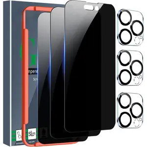 3 Pack for   14 Pro Max  Screen Protector Tempered Glass Accessories 9H Anti Spy  Screen for  14 Pro Max 3 Pack Camera Lens Protector