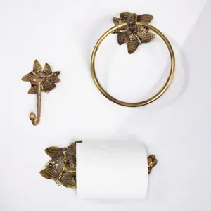 Brass Butterfly Bathroom Set - Antique Brass