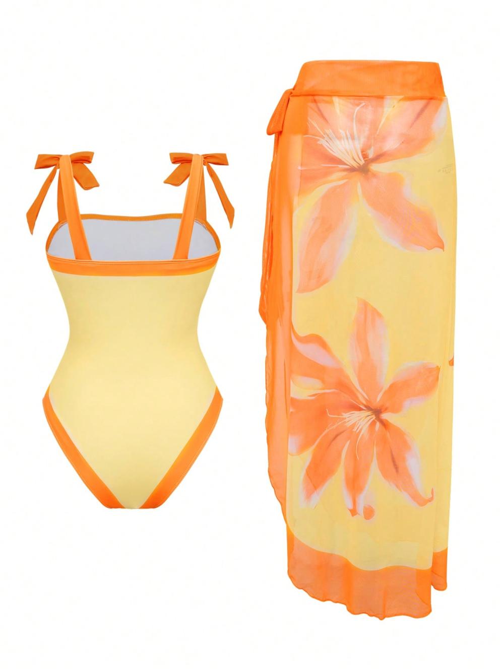 Women's Classic Marble Print One-Piece Swimsuit with Skirt – Sexy Tummy Control Slimming Sun Protection Vacation Set