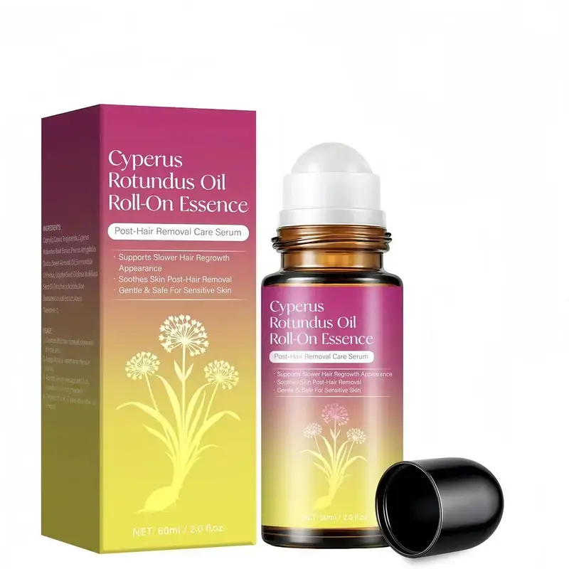 Cyperus Rotundus Oil Roll-On Essence 60ml Post Hair Removal Care Serum, Natural Inhibiting Hair Growth Serum, Soothe Irritated Skin After Shave Waxing, Gentle Safe for Sensitive Body Skin, Smooth Clear Body Skin Treatment
