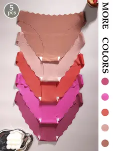 5-Pack Women's High Elastic Invisible Lace Trim Underwear, Lightweight Breathable Fabric, Macaron Color Comfortable Sexy Thongs