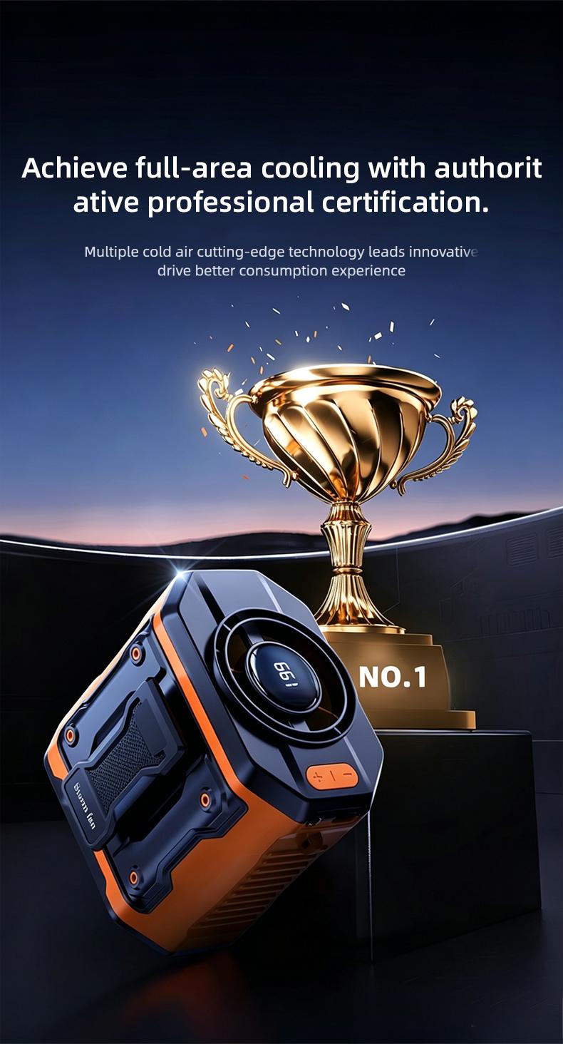 HOOYS USB Rechargeable Handheld Portable Fan, 199-Speed Adjustable, with Waist Clip, Flashlight & PowerDisplay, Personal Fan for Outdoor, Camping, Jobsite, Travel &Indoor Use