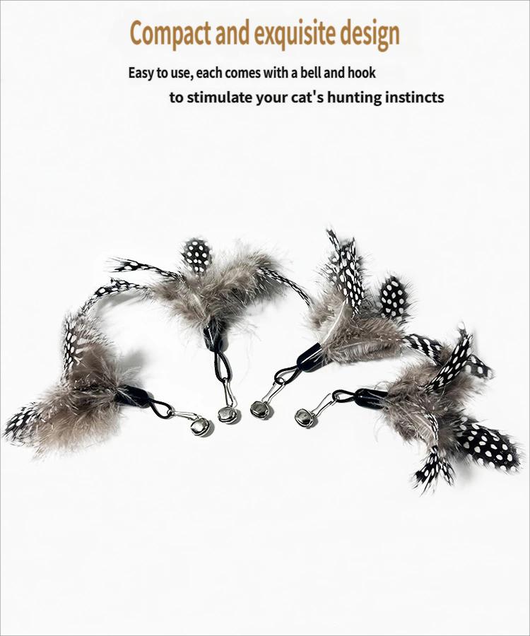 Interactive Cat Teaser Wand Toy with Feather & Bell – Durable Elastic Rod, Replacement Head, Boredom Relief Toy for Cats & Small Dogs