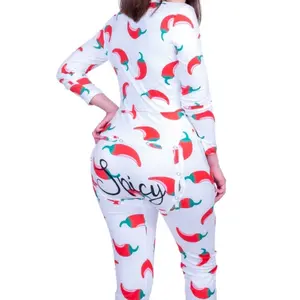Spicy hot white long sleeve long pants onesie Cotton Comfort Cute Loose Stretchy Womenswear Breathable Lightweight Pajamas womenswear pajama lady homewear