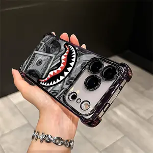 By using this shark bite mark designed phone case, the protective performance of the phone will be greatly improved. This shark and money pattern protective case is suitable for iPhone 17, 16, 15, 14, 13, 12, 11, Pro, Plus, Max, Air phones Casing