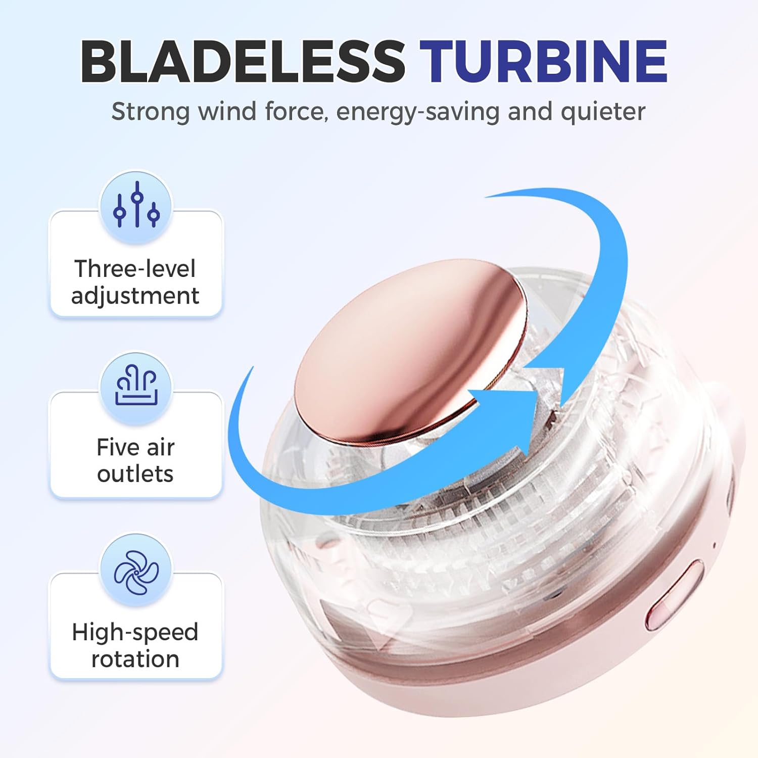 Portable Silent Mini Bladeless Electric, 3 Speeds Adjustable & Queit, Hands Free Shirt and Waist Clips Whirlwind Fans, USB Rechargeable Cooling Fan, Suitable for Outdoor Travel Office