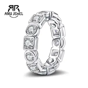 AnuJewel S925 VVS1 Synthetic Moissanite Stackable Eternity Band Ring Perfect Birthday Mother’s Day Gift for Men Women Wedding