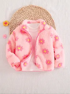 Girls' Fleece Jacket, Warm Winter Coat for Kids, Zip Up Coats, Soft & Cozy Outerwear, Perfect for School & Casual Wear, Ages 4-8Y