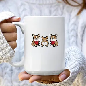 Corgi Mug, Cute Corgi Butt Mug, Dog Lover Gift, Corgi Mom Cup, Valentine Corgi Heart Mug, 11oz or 15oz Coffee Cup, Pet Lover Gift for Her