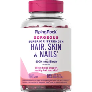Piping Rock Hair Skin and Nails Vitamins for Women and Men | 165 Softgels | 5000 mcg of Biotin Extra Strength | with Argan and Coconut Oil | Non-GMO, Gluten Free Supplement