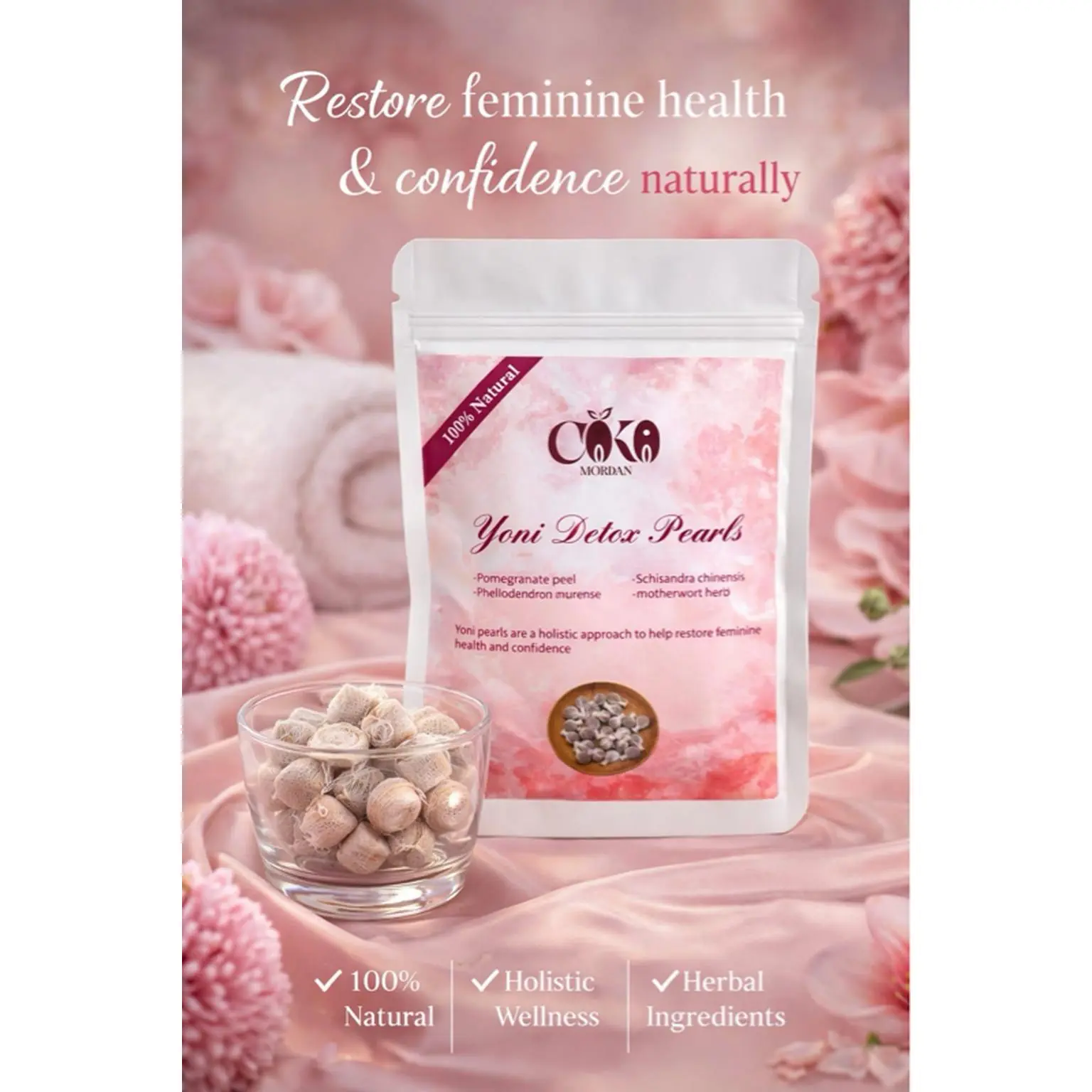 Coka Yoni Detox Pearls 100% Natural Herbal Pearls for Feminine Care Holistic Wellness Herbal Ingredients