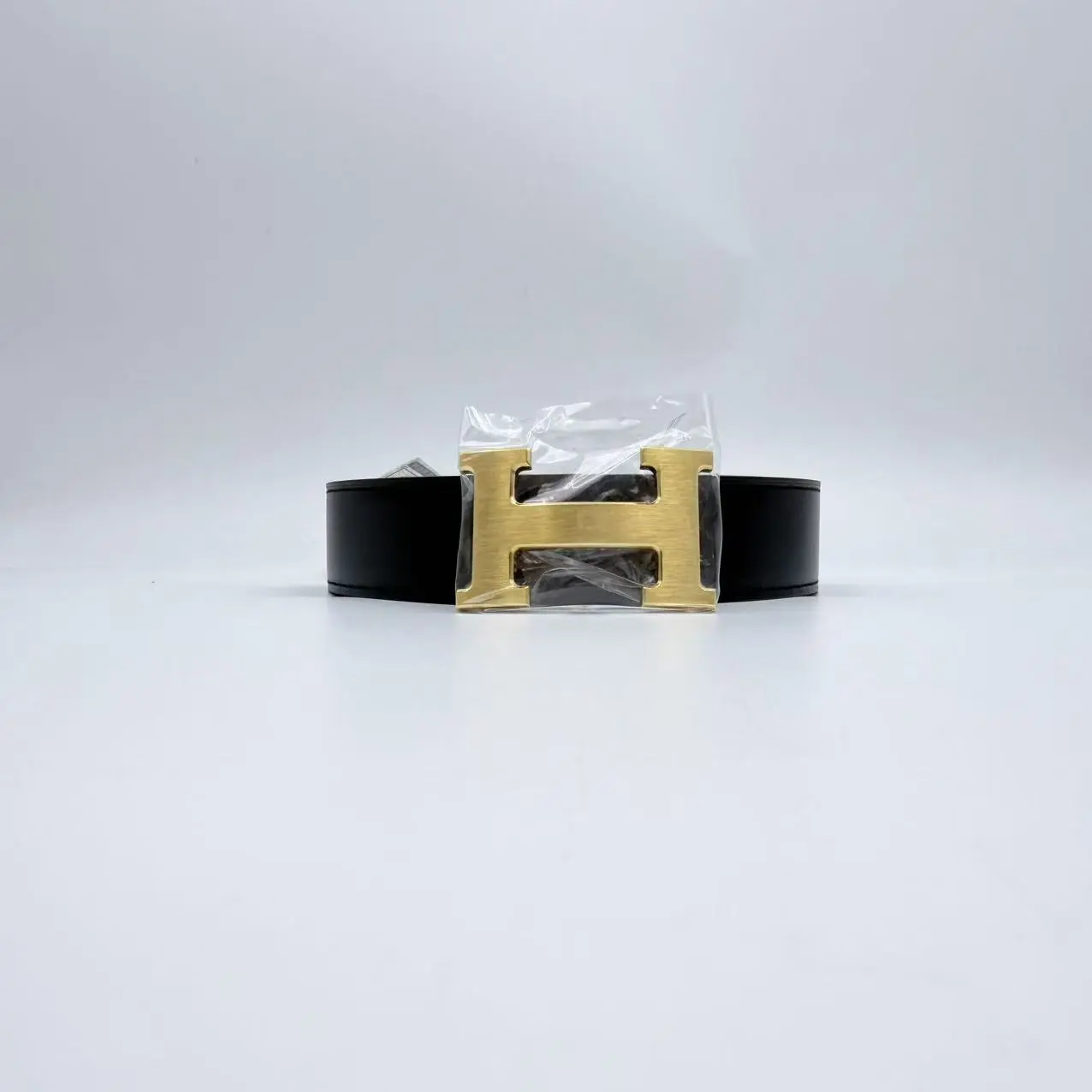 Pre-owned HERMES Gold Buckle & Double sided Black and Taupe Leather Belt 32mm D724