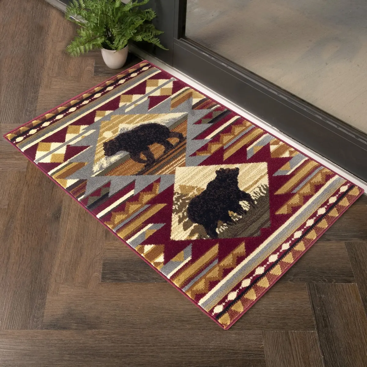 Conrad Trading CBL3001 Indoor Machine-Made Rectangle Rug, 36x24 in (2x3 ft), 0.39" Pile Height, Red, Cabin Life Lodge Style