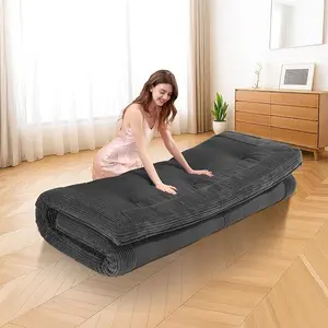 Winzoo Japanese Floor Futon Mattress Twin Size，4" Futons Sofa Couch Bed, Floor Mattress for Adults, Thicker Tatami Mat Sleeping Pad Foldable, Floor Futons Cushions, Grey Durable Memory Foam Floormattress